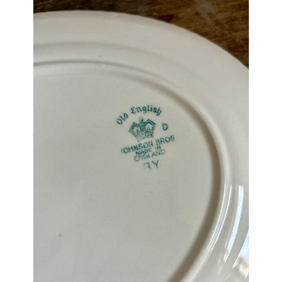 Vintage Old English Johnson Bros. China Platter | Oval Gold Floral Dish - Picture 5 of 5